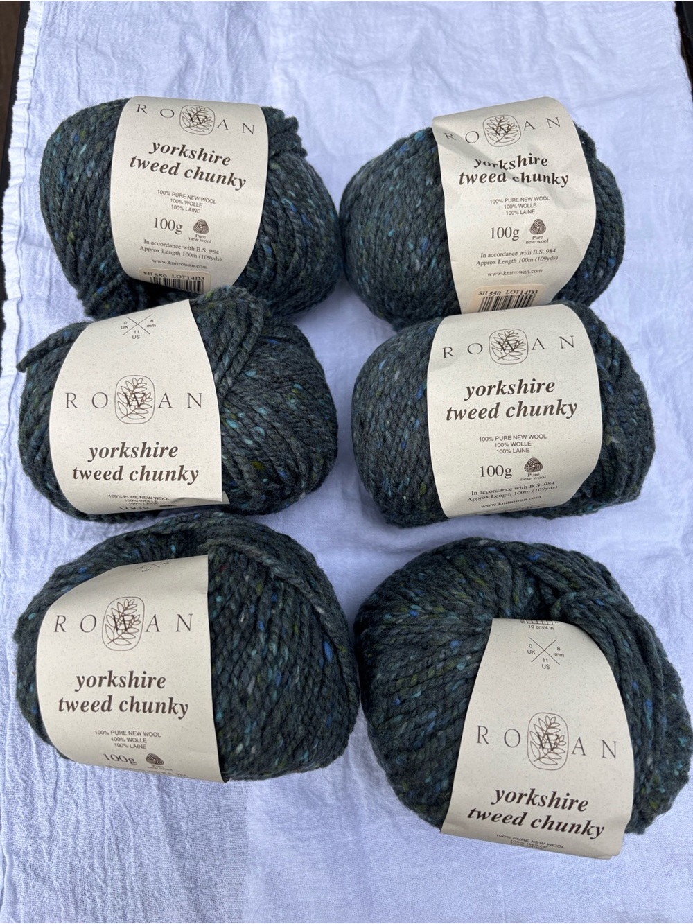 Rowan Yorkshire Tweedy Chunky Wool Yarn Sh:550 Lot14D3 Lot of 6-Discontinued